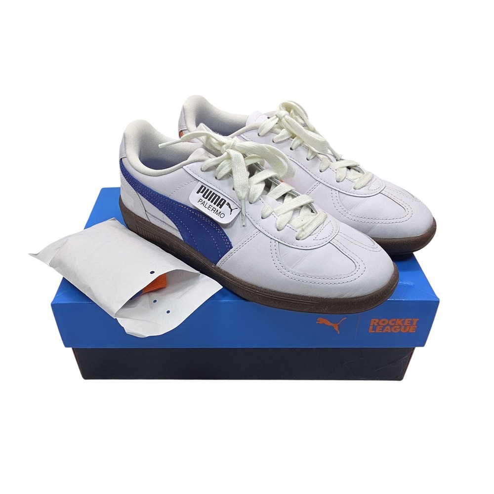 Puma Palermo Rocket League White Gum Blue Orange Sneakers 399434-01 Mens 8